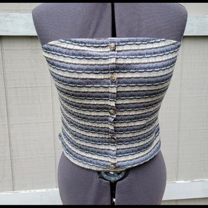 American Eagle Striped Button Sleeveless Tube Top